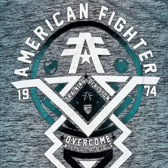 NEW American Fighter Shirt Mens Blue Division Tee Velvet Graphic Size Medium - Picture 7 of 7